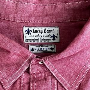 Lucky Brand Men's Red Chambray Dress Shirt